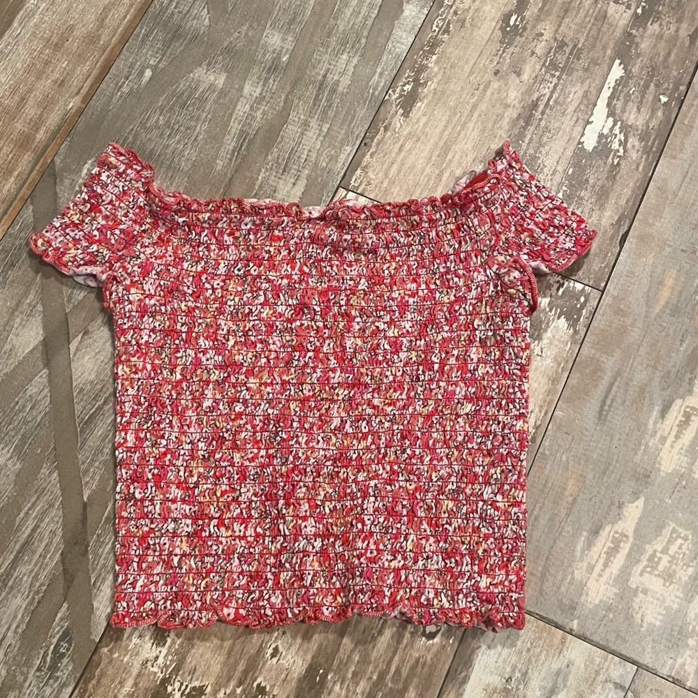 Multi colored scrunch top with flowers